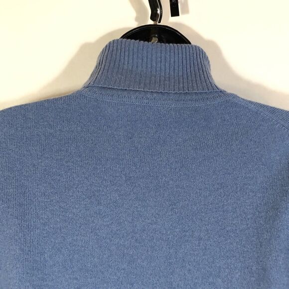 CULLEN Blue 100% Cashmere Sweater Turtleneck Light Pastel Women’s Medium Preppy - Picture 7 of 10